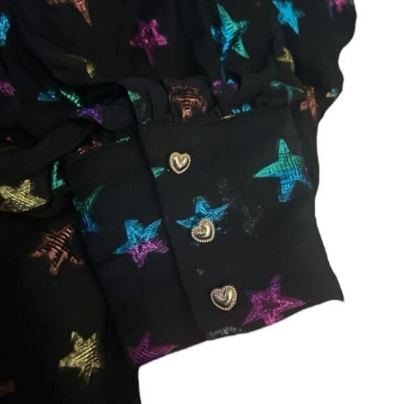 Emily Lovelock Hailey Star Blouse Women's Small Art Deco Metallic Silk Blend - Picture 5 of 6
